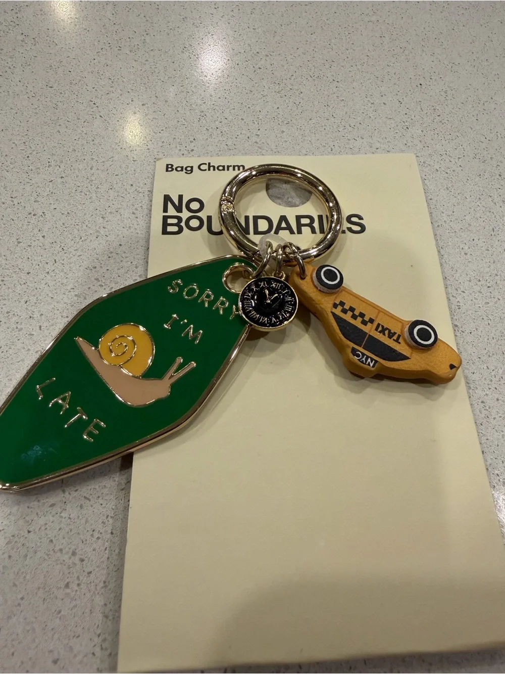 No Boundaries NWT Sorry I’m Late Snail Retro Motel Key Bag Charm Keychain